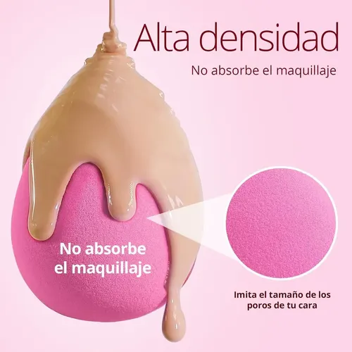 8 Esponjas Maquillaje Huevo Lavables Rosa Mediana Rosa Mediana
