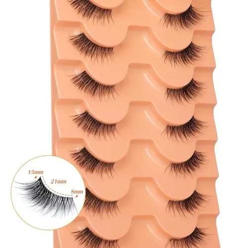 Pestañas Postizas Medio Eefofnn Look Natural 7 Pares