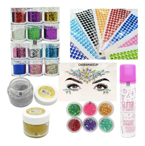 Party Box Bar Glitter Gel Escamas Strass Premium Brillo Caob