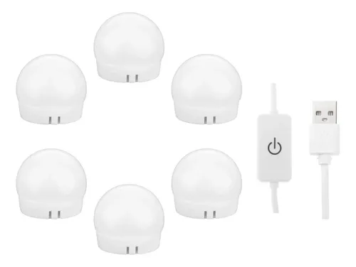 Led Mirror Light Set With 6 White Light Bulbs