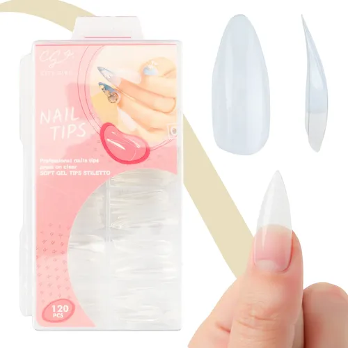 Tips Stiletto Sistema Gel Caja X100pcs Ultra Fino Uñas