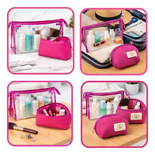 Neceser Mujer X3 Unidades Porta Cosmético Maquillaje Luvina