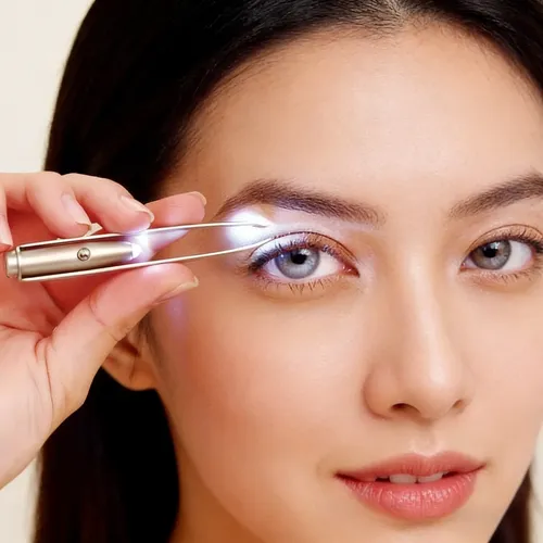 Pinzas Para Cejas Con Luz Led De Acero Inoxidable Precisión