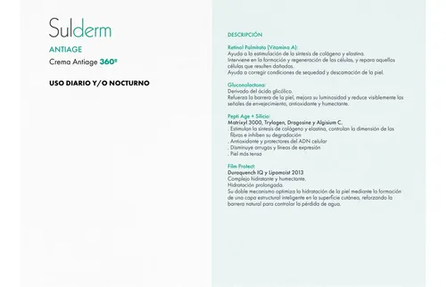 Sulderm Crema Antiage Retinol Peptidos Sin Fragancia Parabenos
