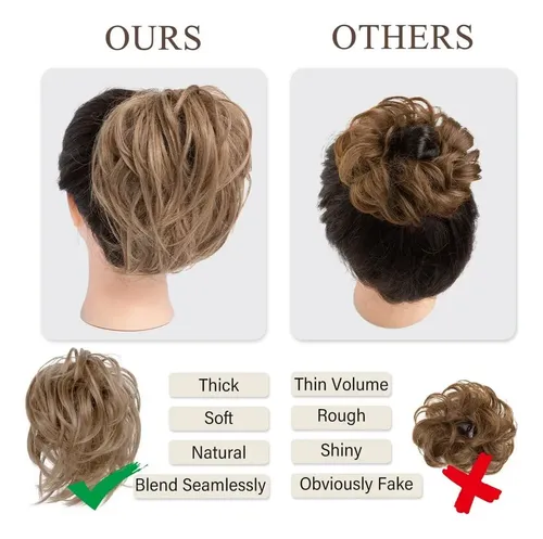 2 Piezas Extensión De Moño De Pelo Rizado Chongos T Regalo