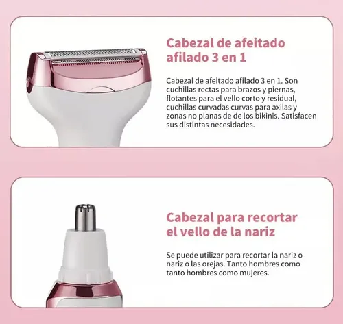 Depiladora Eléctrica 4 En 1 Portatil Usb Mujer Cuerpo Cara