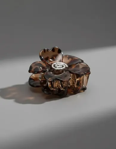 Broche De Pelo Flor Rosa Carey Marron