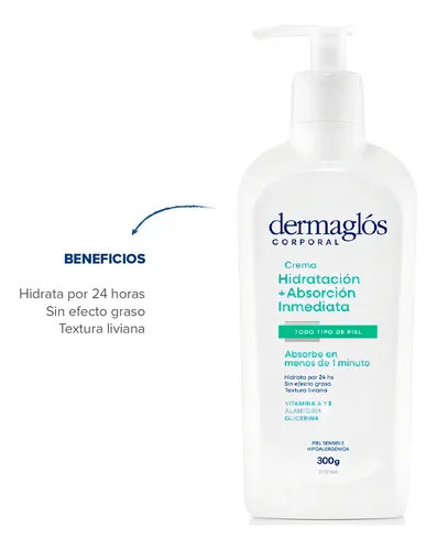 Crema Corporal Dermaglós Hidratación + Absorción Inmediata 300g