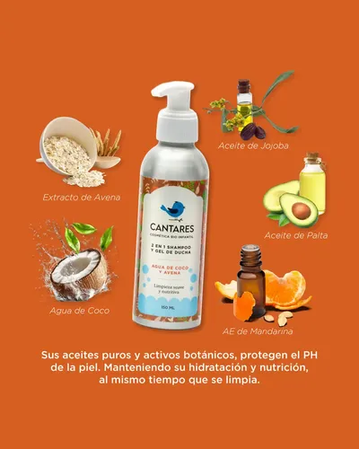 Shampoo Natural Organico Hidratante Coco Y Avena Cantares