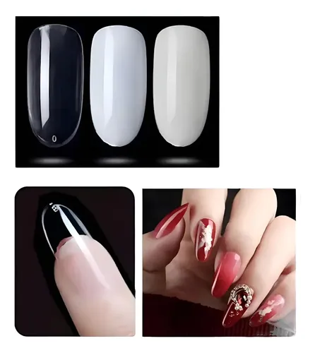 Tips Almendra Cristal Natural Blanco 100 Unidades Uñas Escul