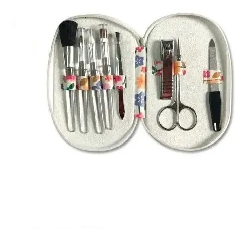 Set De Maquillaje Y Manicura 8 Piezas Acero Quirurgico M8p2 Flores