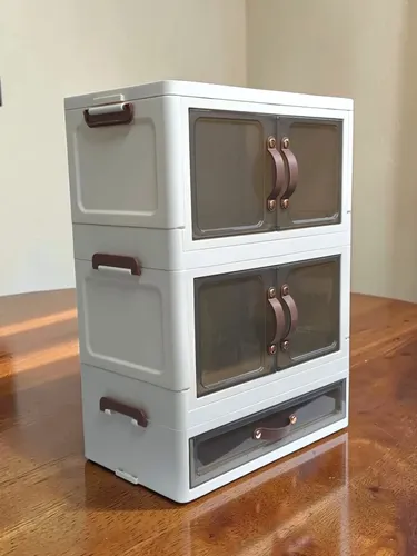 Gabinete Organizador Plástico Apilable 3 Niveles Con Puertas