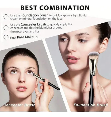 Set De 3 Brochas De Maquillaje Angle Contour Para Base Y Cor