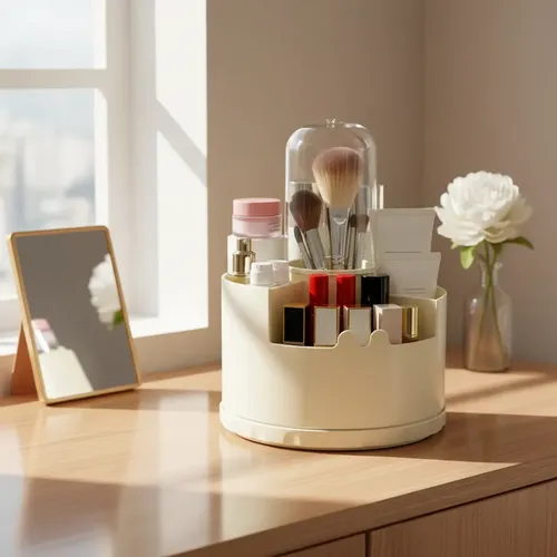Organizador Escritorio Maquillaje 4 Divisiones Giratorio F
