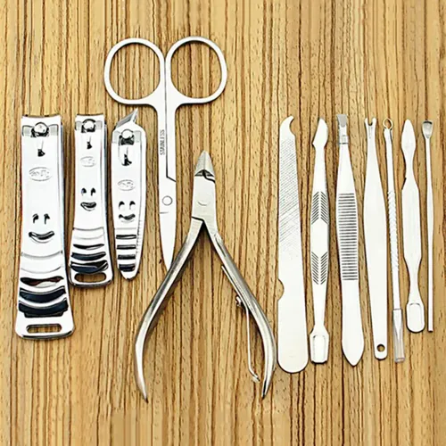 Set Manicura Pedicura 12 Piezas Ergonómico Acero Inoxidable