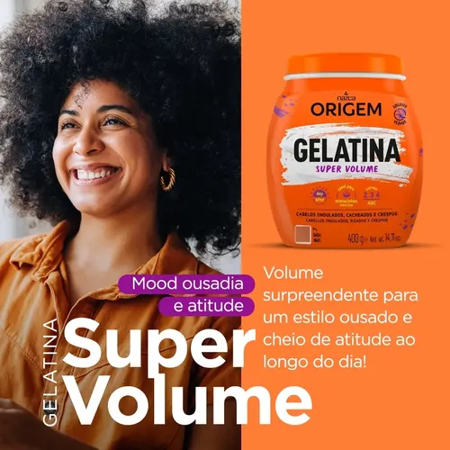 Origem Gelatina Super Volumen Day After Vegano Curly Girl