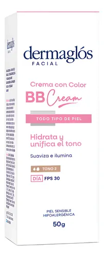 Dermaglos Bb Cream Facial Con Color Tono Medio Fps30 X 50g