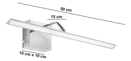 Aplique De Pared Led 50 Cm Movil Direccionable Para Baño Espejo Acero Luz Fría 220V