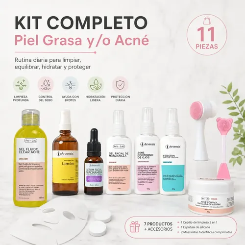 Rutina Facial Piel Grasa Acné Granitos Skincare Kit
