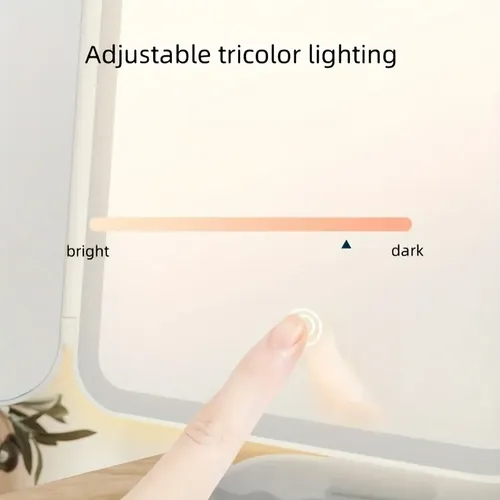 Espejo Led 1pc Maquillaje Recargable Táctil Cuero Blanco