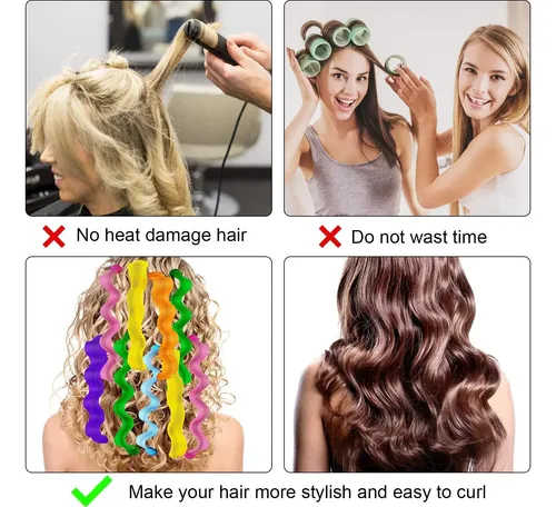Kit De 30 Rulos Espirales Sin Calor Willbond Para Cabello