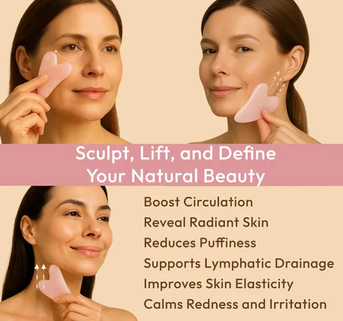 Gua Sha Facial Dosensepro Cuarzo Rosa Forma Corazón