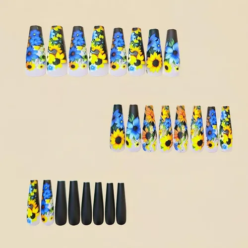 Uñas Postizas Prensadas Extralargas Estilo Ataúd Con