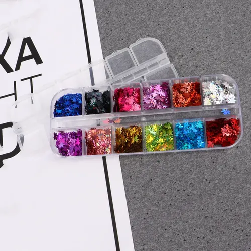 12pcs Pegatinas De Uñas Con Forma De Hojas De Arce Coloridas