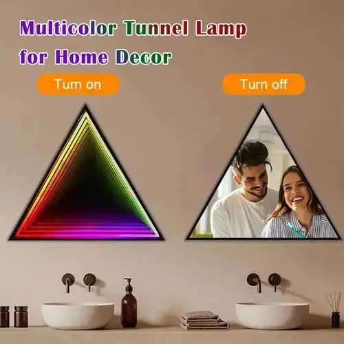 Luz Espejo Infinito Led Triángulo Multicolor 50cm Verde Oscu