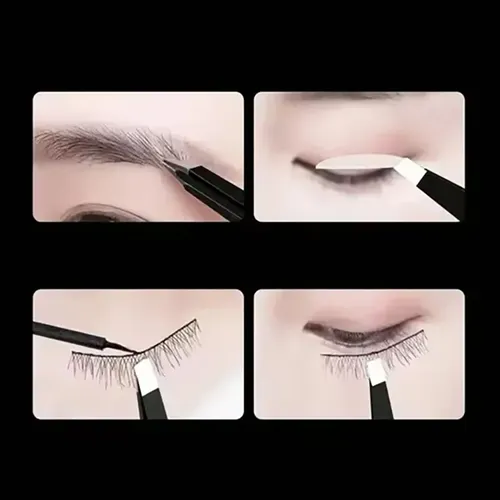 L/x Set 6 Pinzas Y Tijeras Para Cejas Con Estuche Negro Lisa