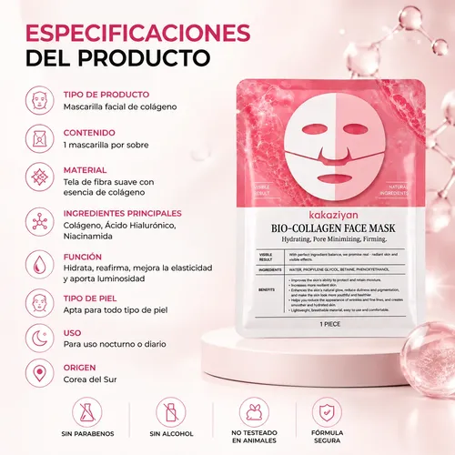 Pack X3 Mascarillas Faciales Bio Colageno Reafirmante
