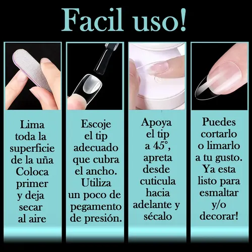 Kit Para Hacer Uñas Con Tips Press On  Soft Gel Y Pegamento