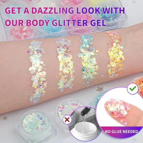 Gel De Brillo Uv Latibell 6 Colores Para Cuerpo Y Rostro