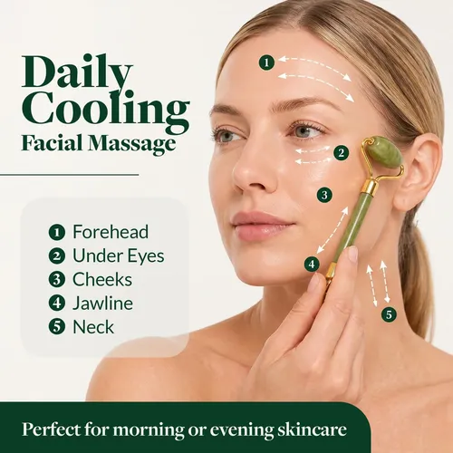 Rodillo Facial Y Gua Sha R.e.m Spring Jade Verde