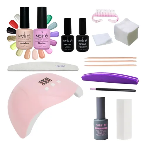 Kit Inicial X 15u Meline Semipermanente 15ml Con Cabina Uv