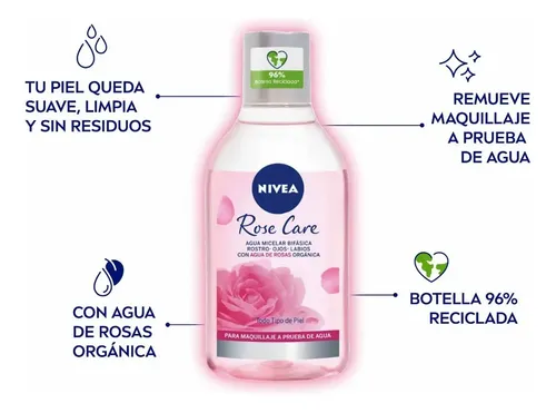 Nivea Rose Care Agua Micelar Bifásica X 400 Ml