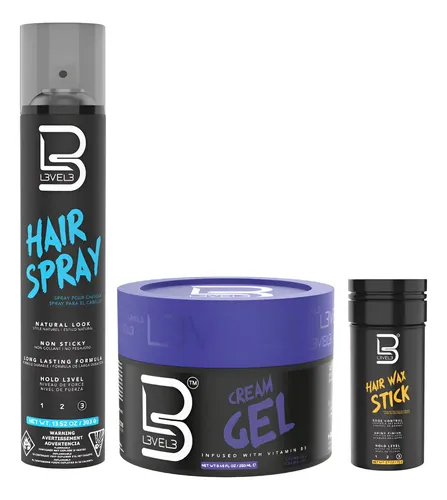 Level 3 Gel En Crema 250g + Cera En Barra 75g+ Laca Fijadora
