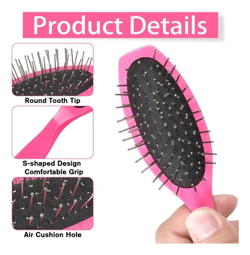 Cepillo De Pelo Luxejie Con Cerdas Metálicas Rosas Y Platead