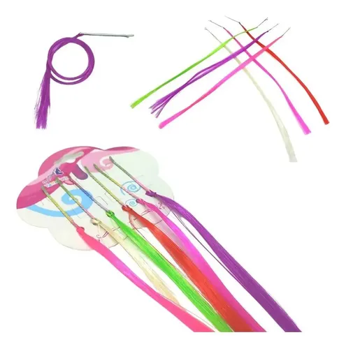 Pelo De Colores X 10 Mechones Mechas Clips Cotillon Souvenir