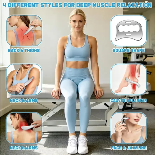 Set 6 Herramientas Metal Masaje Gua Sha Muscular