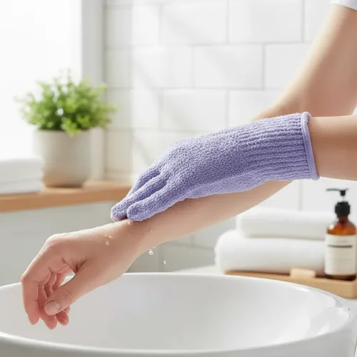 Par Guante Baño Exfoliante Suave Spa Facial Corporal