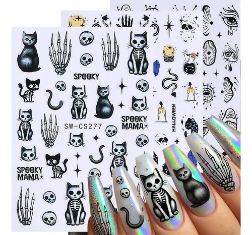 Pegatinas De Uñas Stzpronail Ghost Halloween, 12 Unidades, P