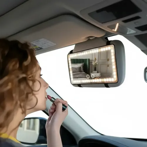 Espejo Maquillaje Auto Táctil Luces Led Parasol Retractil