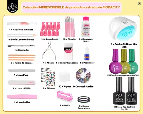 Kit Completo X60 Uñas Gel Esmaltado Esculpida Semipermanente