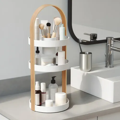 Organizador De Maquillaje Umbra Bellwood 3 Niveles Color Madera