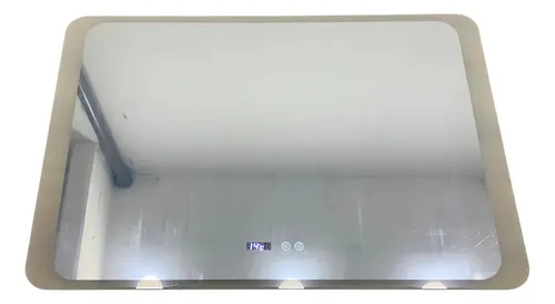Espejo Rectangular Antiempañe Led Luz Fria/Calida 70cmX100cm Borde Pulido Display Hora Touch