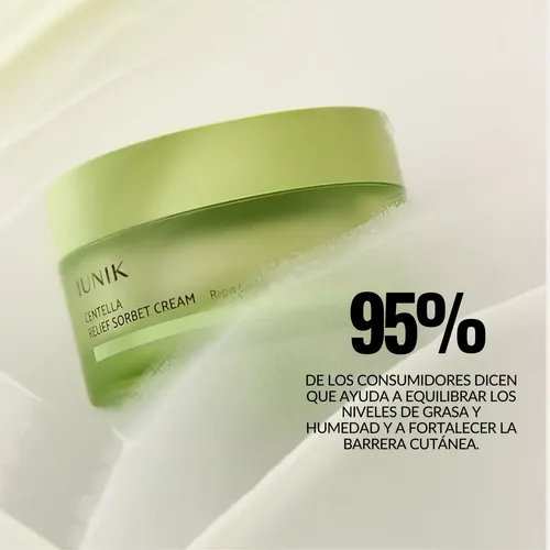 Iunik Centella Relief Sorbet Cream 50 Ml | Crema Facial Coreana Calmante Con Centella Asiática, Textura Sorbet Ligera, Hidratación Refrescante, Reduce Sensibilidad, Irritación Y Enrojecimiento, Ideal