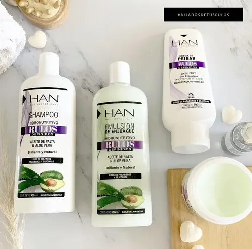 Combo Rulos Shampoo + Enjuague + Baño De Crema + Crema – Han