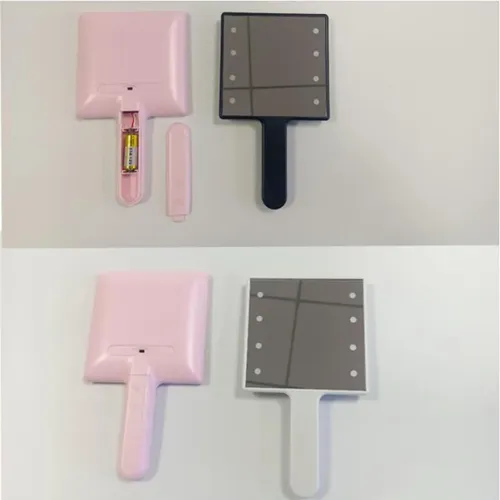 2 Espejo De Maquillaje Compacto Pequeño Con Luz Led 16x9cm