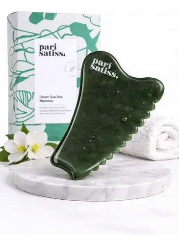Gua Sha Jade Verde Para Rostro Cuello Y Mandíbula